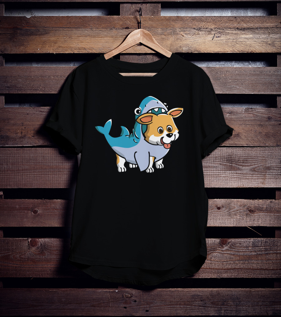 Corgi In Shark Costume Cute Hybrid T-Shirt