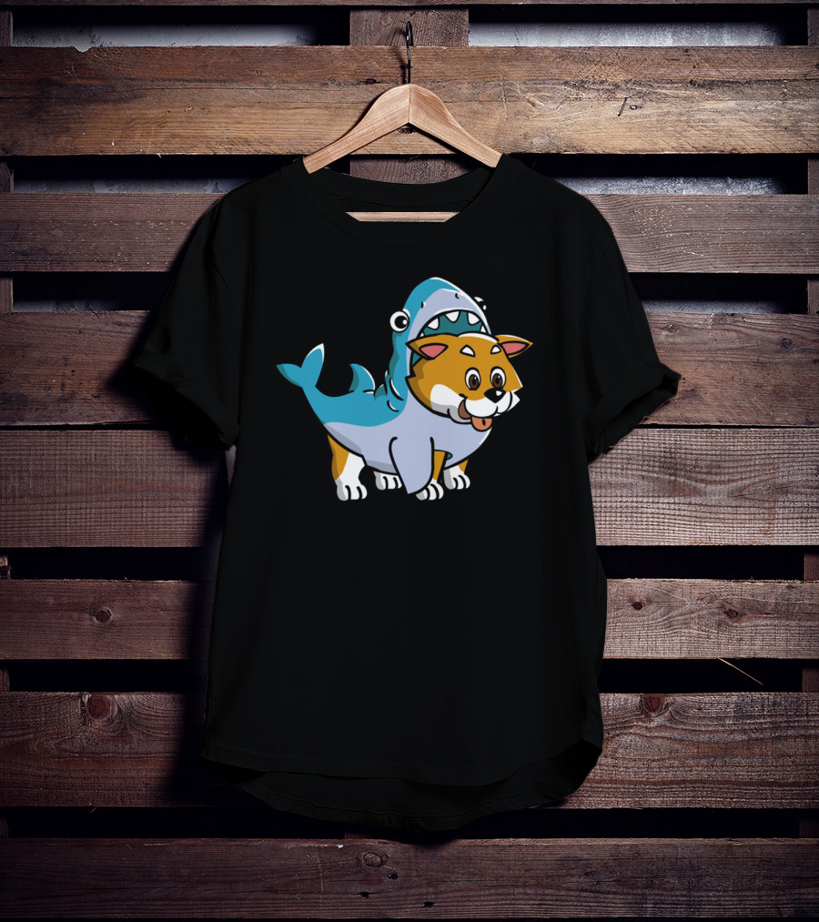 Shiba Inu Shark Costume Fusion Fun T-Shirt
