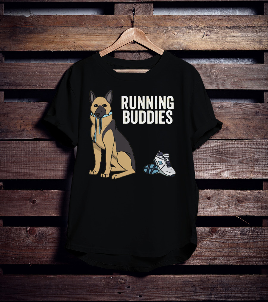 German Shepherd Running Buddies With Shoes And Collar T-Shirt