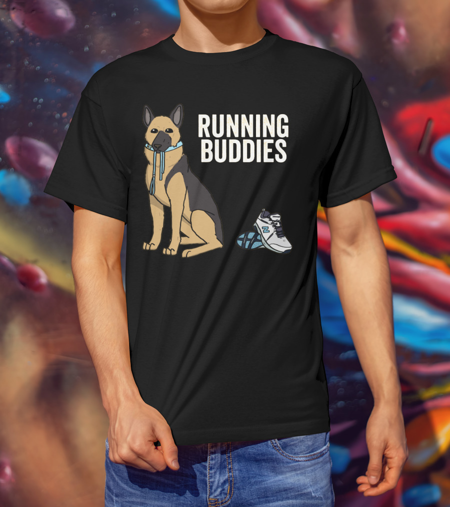 German Shepherd Running Buddies With Shoes And Collar T-Shirt