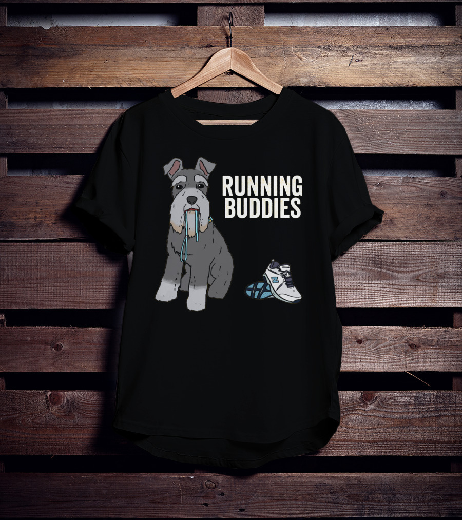 Schnauzer Running Buddies With Athletic Shoes And Laces T-Shirt
