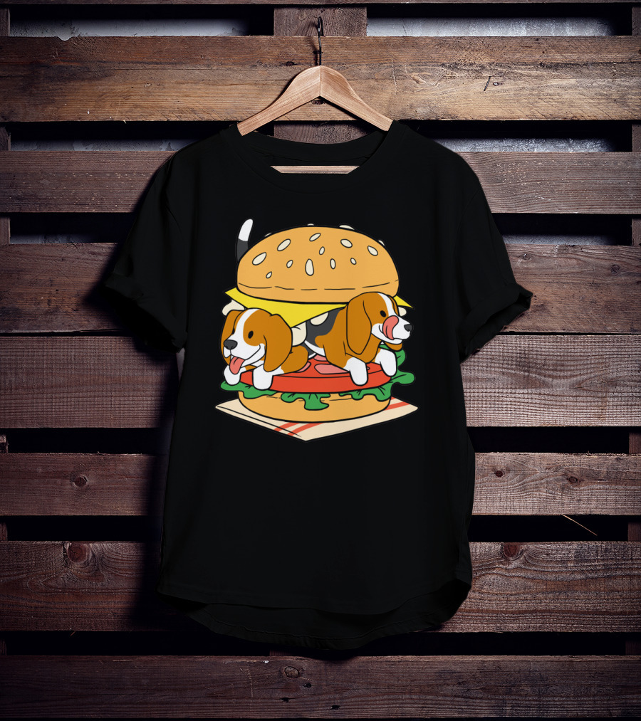 Beagle Burger Cuteness With Cheese, Lettuce, And Tomato T-Shirt