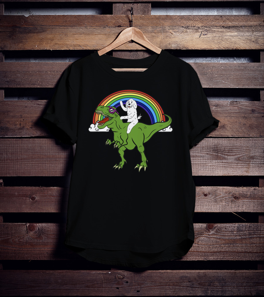 Bichon Frise Riding Tyrannosaurus T-Shirt