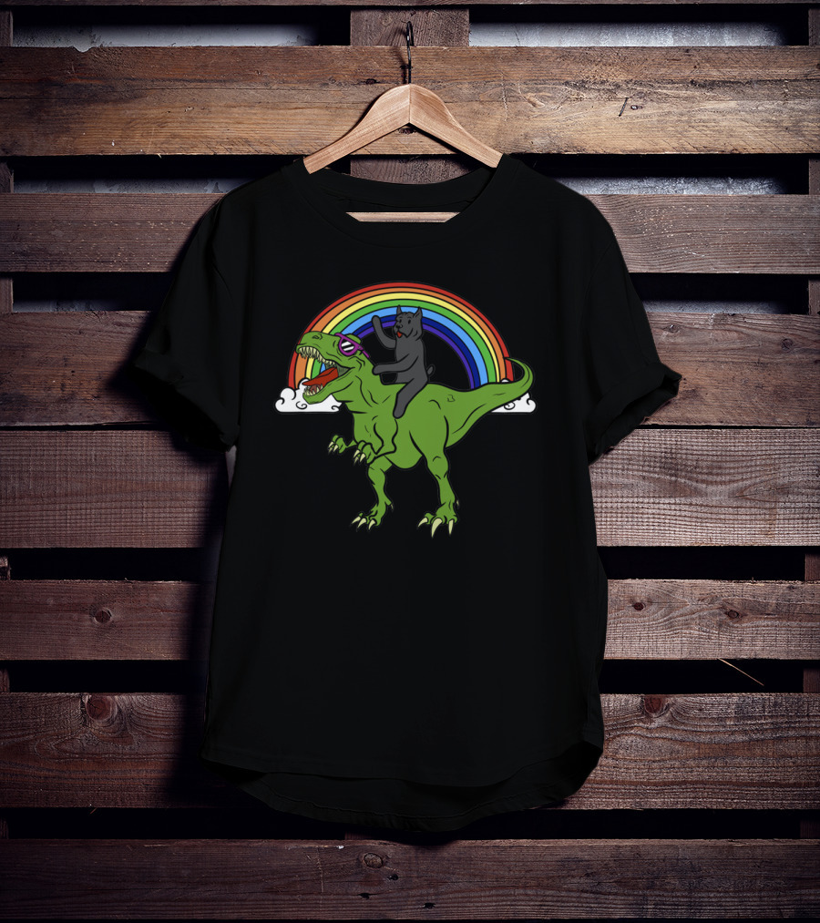 Cane Corso Dinosaur Riding Adventure With Rainbow And Clouds T-Shirt