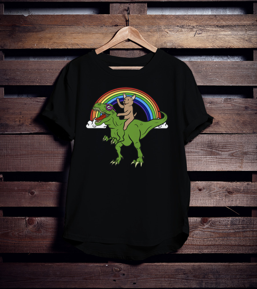 Chihuahua Riding Dinosaur T-Shirt