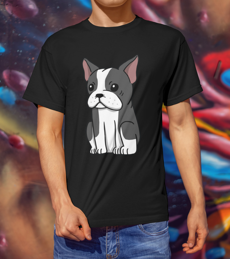 Boston Terrier Cute Cartoon T-Shirt