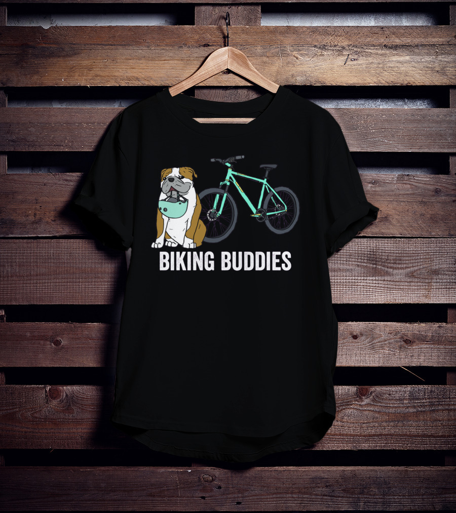 Biking Buddies Bulldog With Helmet And Bicycle T-Shirt