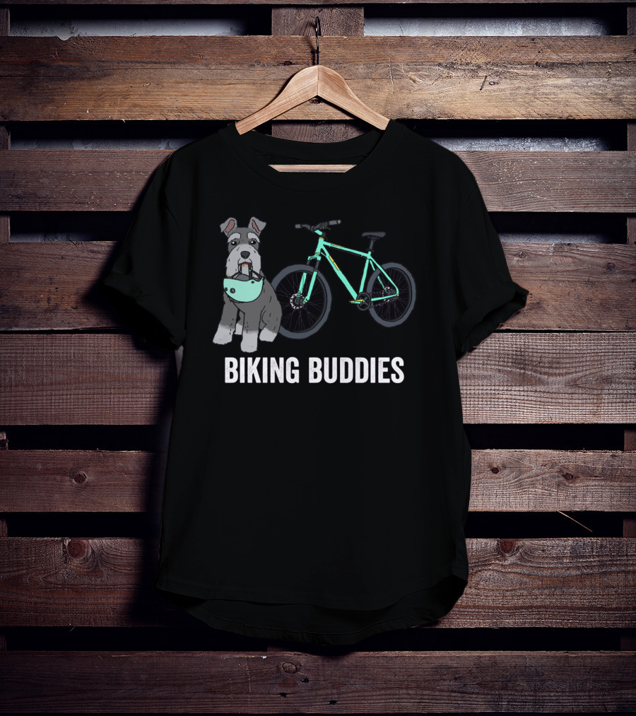 Schnauzer Biking Buddies Cute Dog Companion With Bicycle T-Shirt