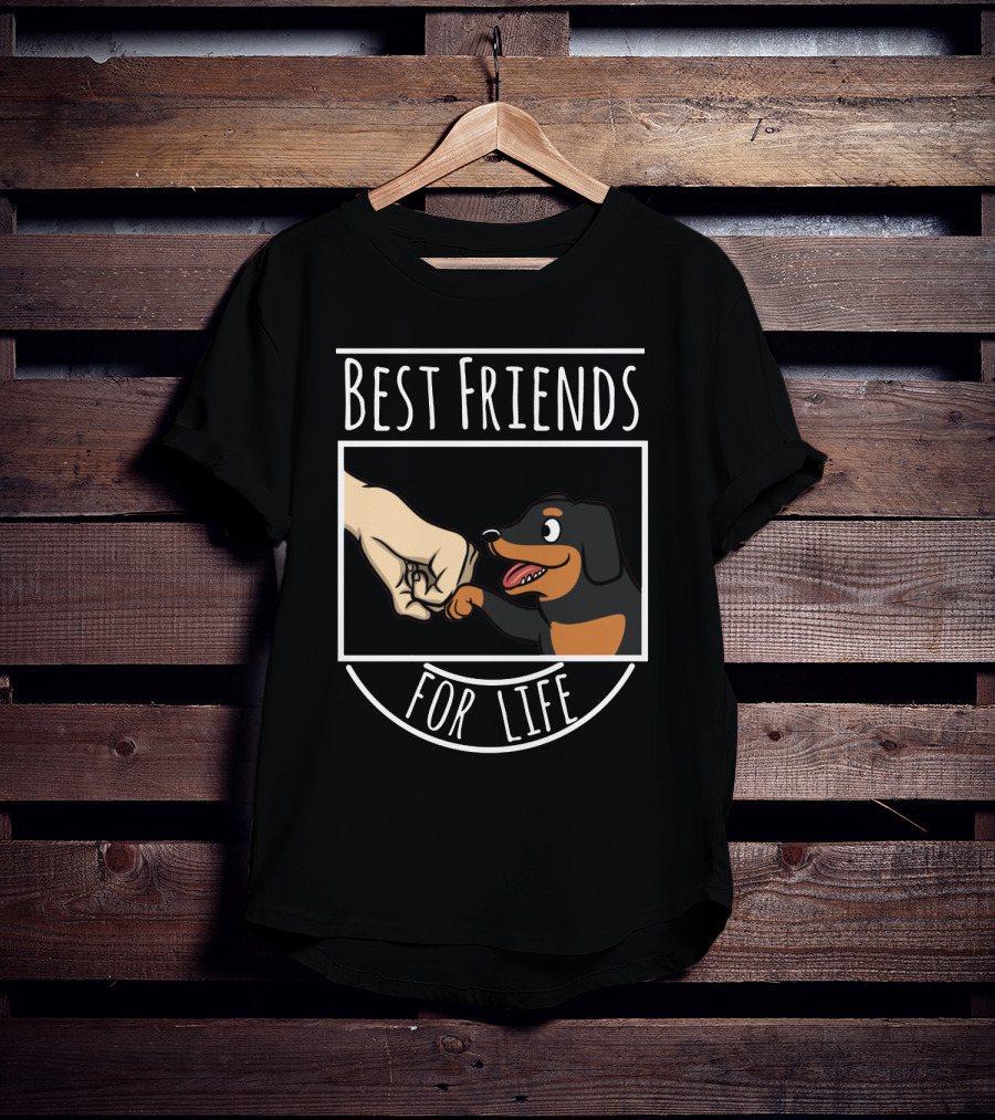 Best Friends For Life Dachshund Fist Bump Fun T-Shirt