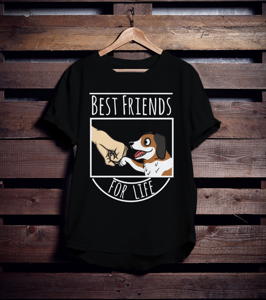 Best Friends For Life St Bernard Dog And Human Fist Bump T-Shirt