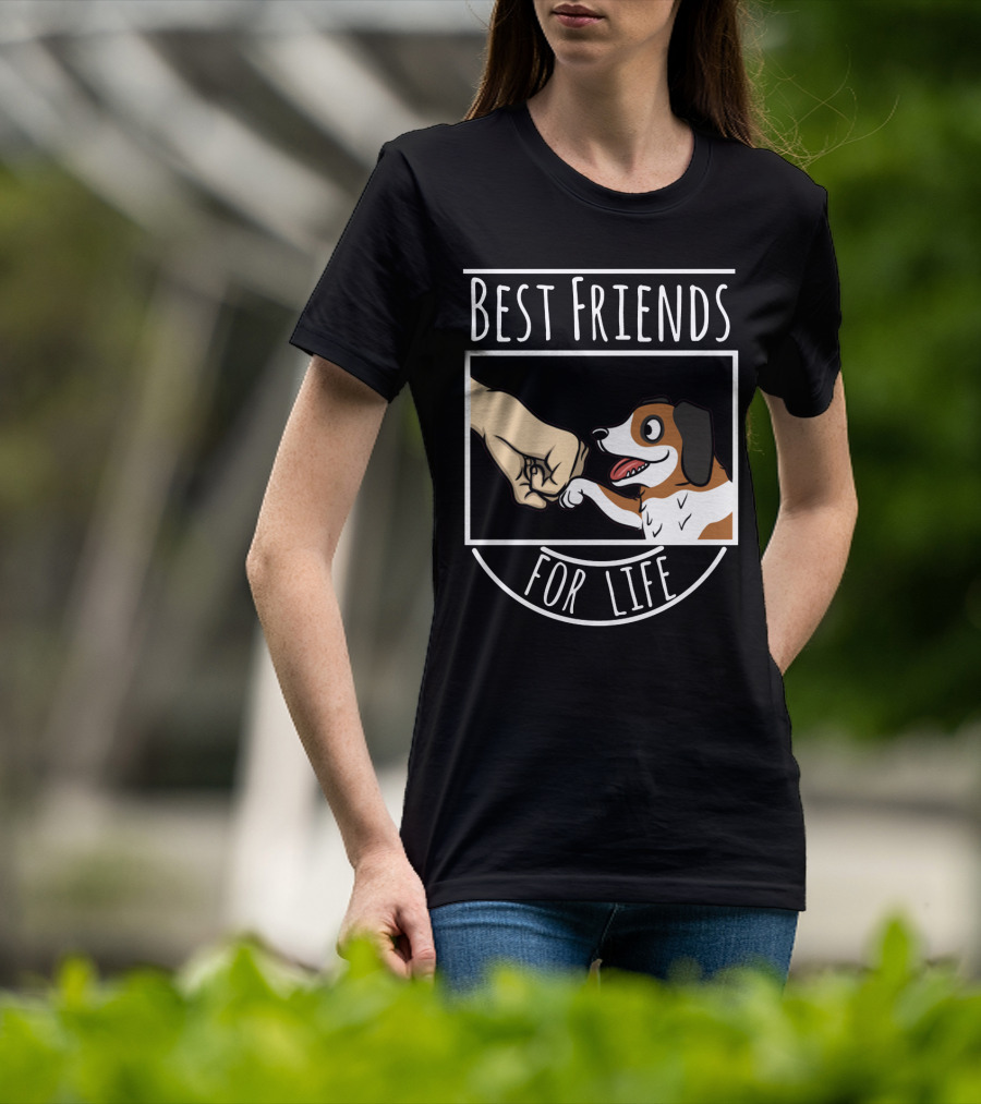 Best Friends For Life St Bernard Dog And Human Fist Bump T-Shirt
