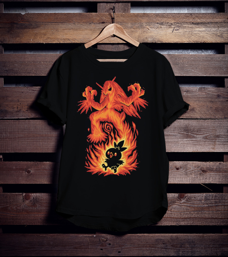 Evolution Pokemon Torchic Blaziken Flames T-Shirt