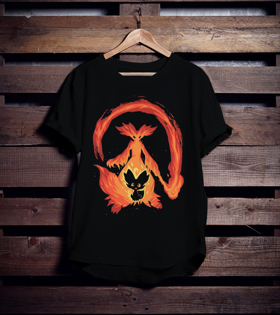 Evolution Pokemon Fire Type Delphox Flame Spiritual Transformation T-Shirt