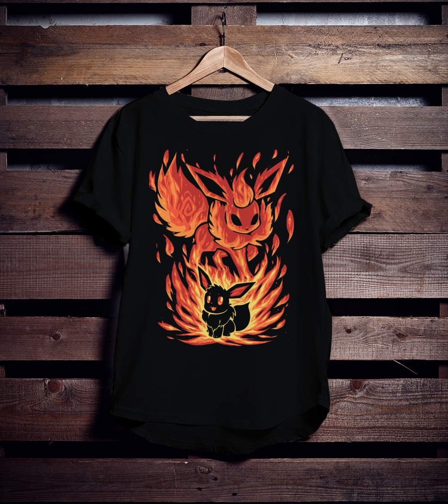 Eevee To Flareon Evolution Fire Transformation Pokemon T-Shirt
