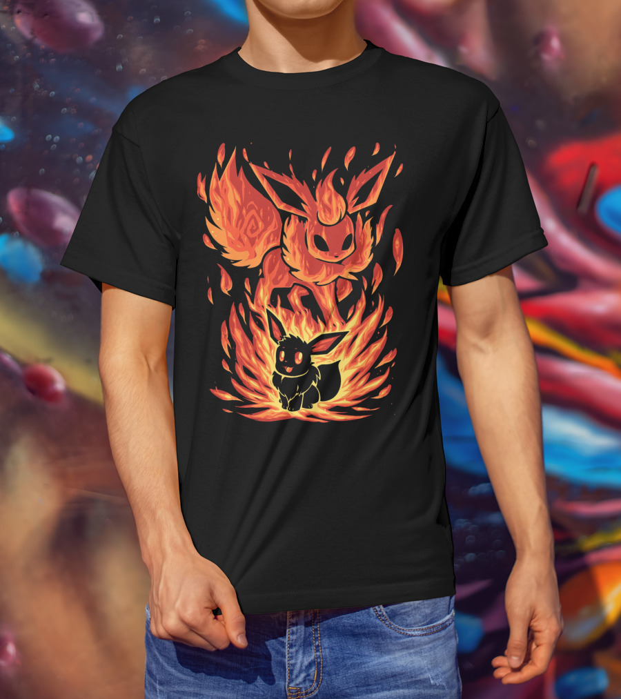 Eevee To Flareon Evolution Fire Transformation Pokemon T-Shirt