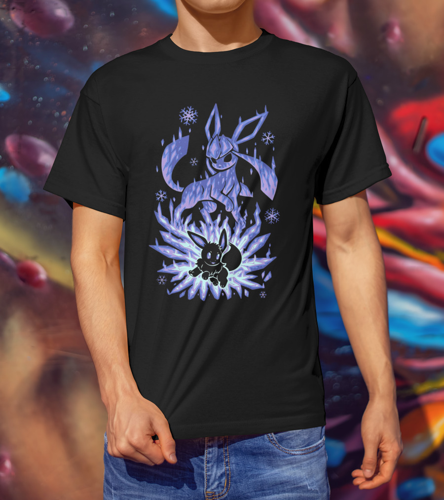 Evolution Pokemon Glaceon Ice Form Transformation T-Shirt