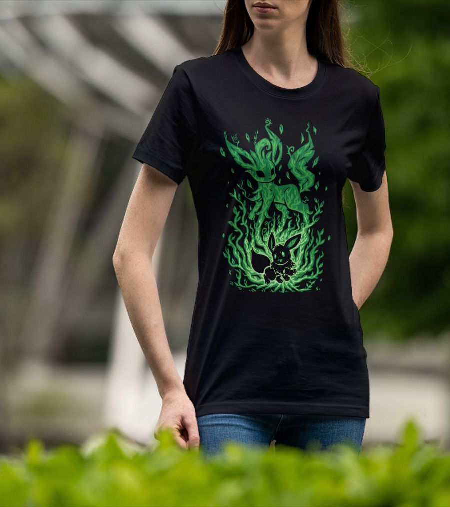 Evolution Pokemon Leafeon Eevee Flames Transformation T-Shirt