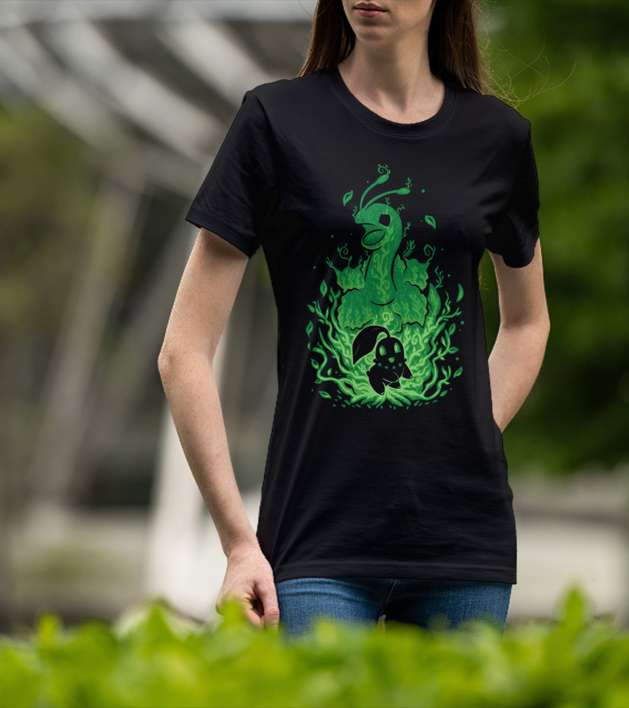 Evolution Pokemon Meganium Chikorita Glowing Green T-Shirt