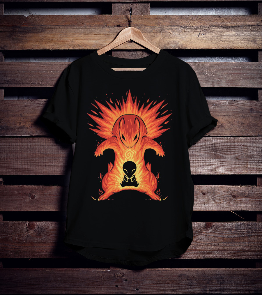Evolution Pokemon Cyndaquil Quilava Typhlosion Flame Power T-Shirt
