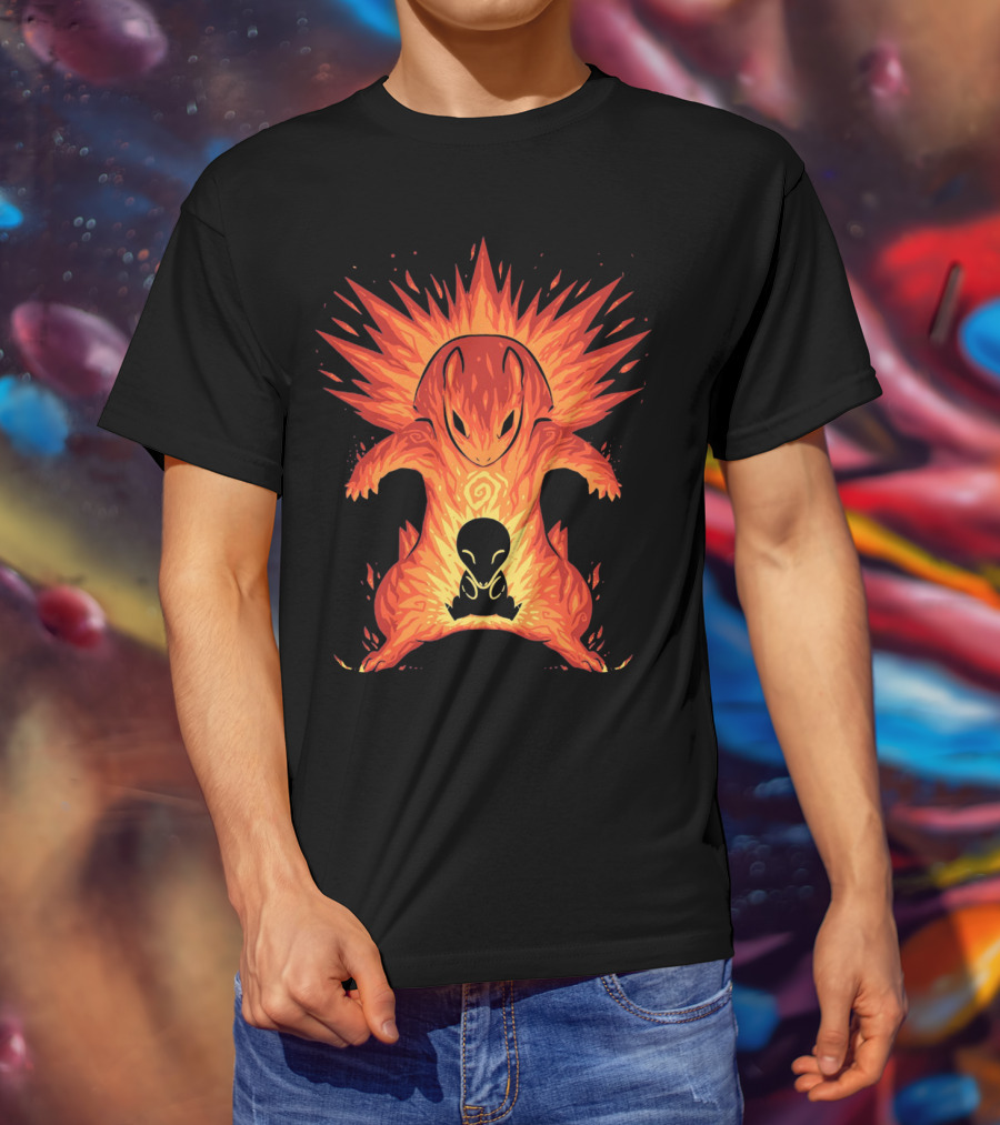 Evolution Pokemon Cyndaquil Quilava Typhlosion Flame Power T-Shirt