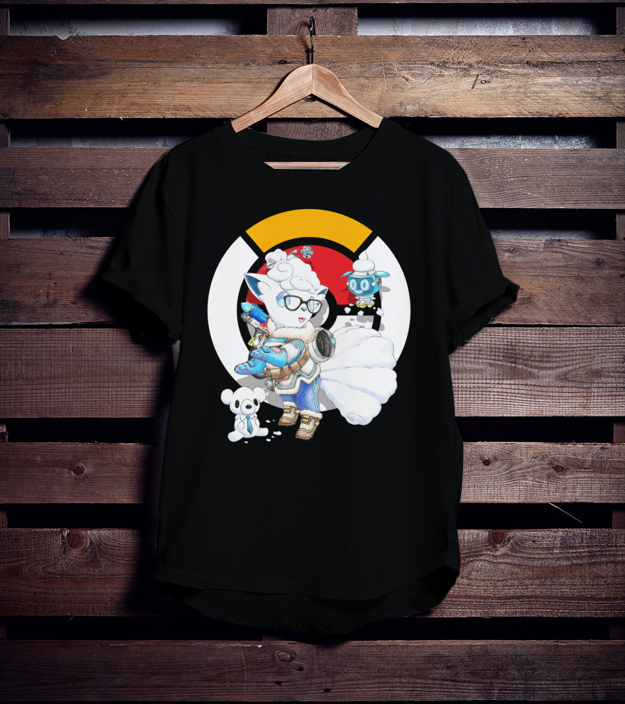 Pokemon X Overwatch Alolan Vulpix With Mei Winter T-Shirt