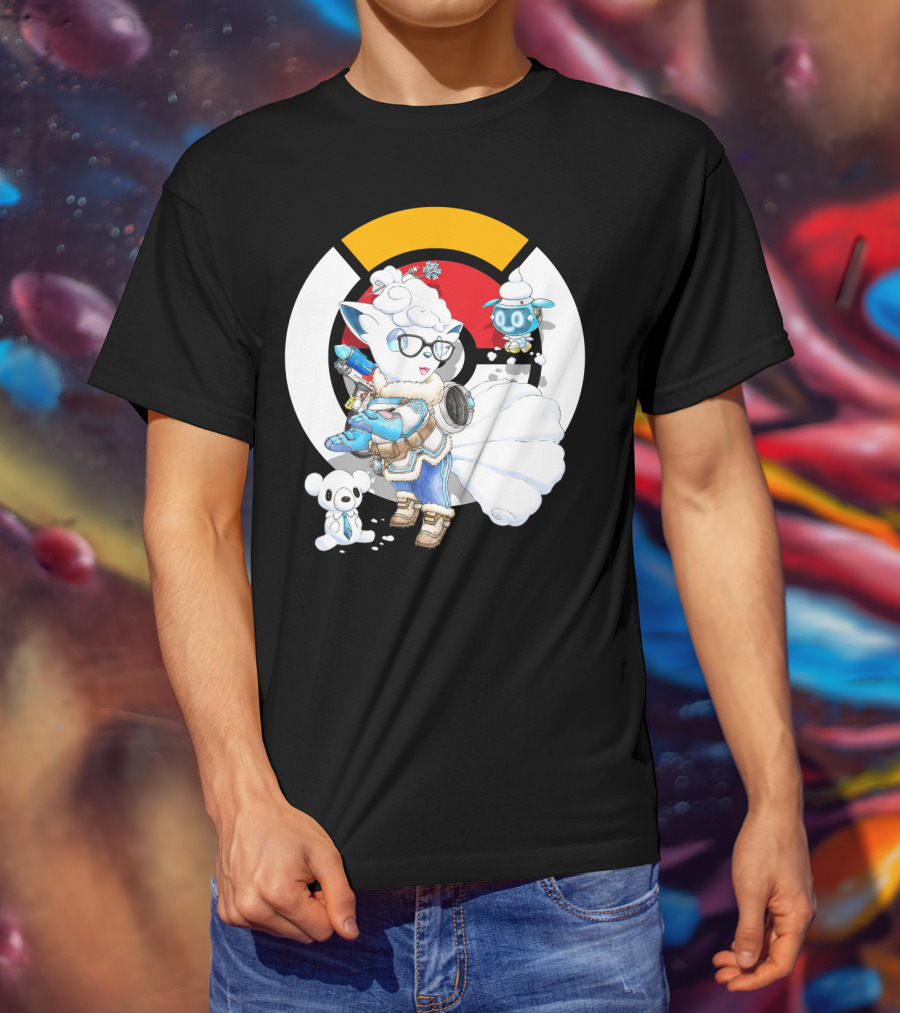 Pokemon X Overwatch Alolan Vulpix With Mei Winter T-Shirt