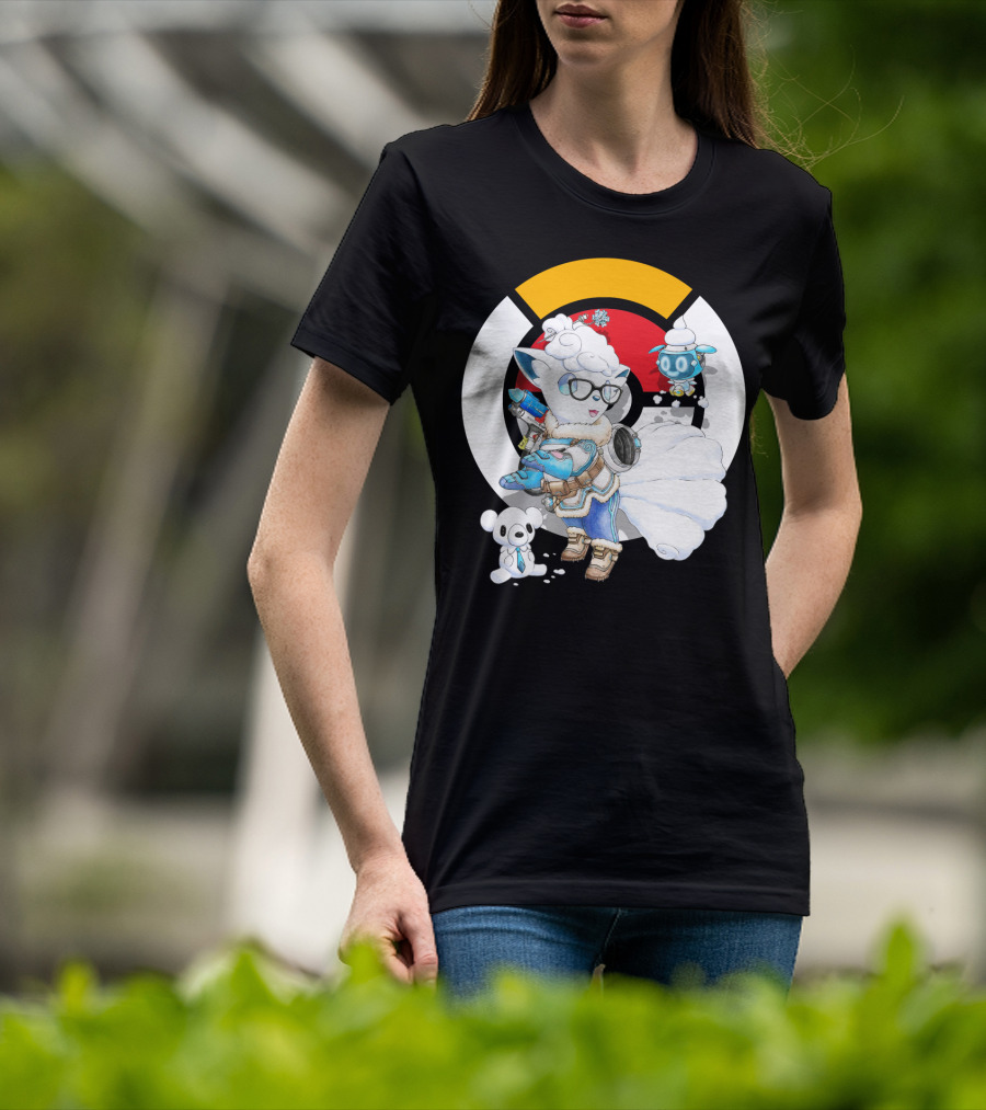 Pokemon X Overwatch Alolan Vulpix With Mei Winter T-Shirt