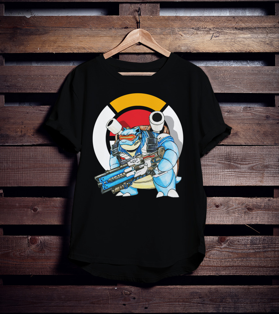 Pokemon X Blastoise X Soldier76 Crossover Fusion T-Shirt