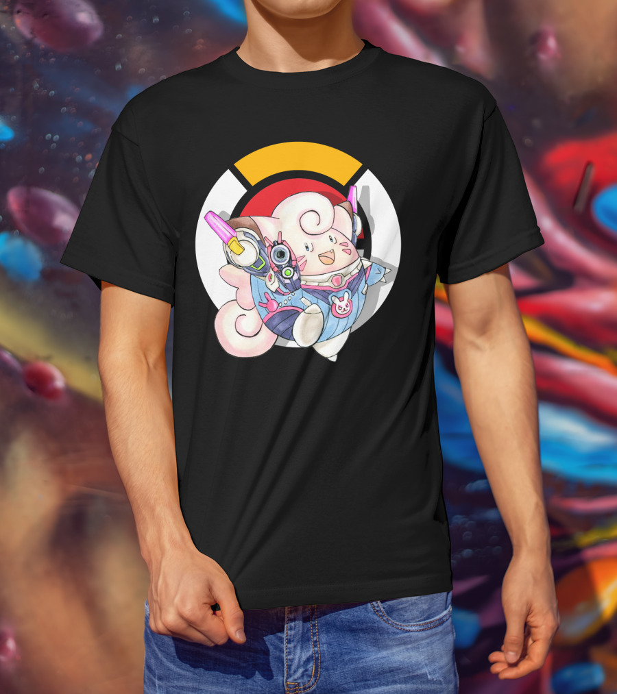 Pokemon Clefairy Overwatch D.va Crossover T-Shirt