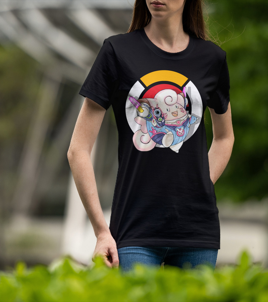 Pokemon Clefairy Overwatch D.va Crossover T-Shirt