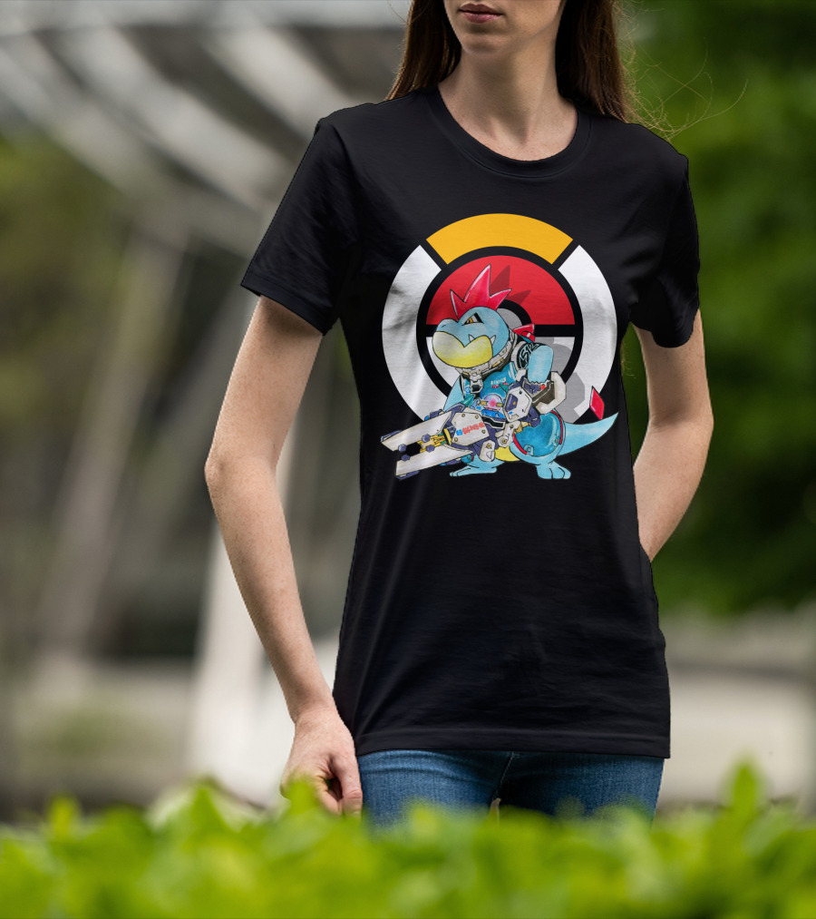 POKEMON CROCONAW ZARYA Crossover With Pokeball Background T-Shirt