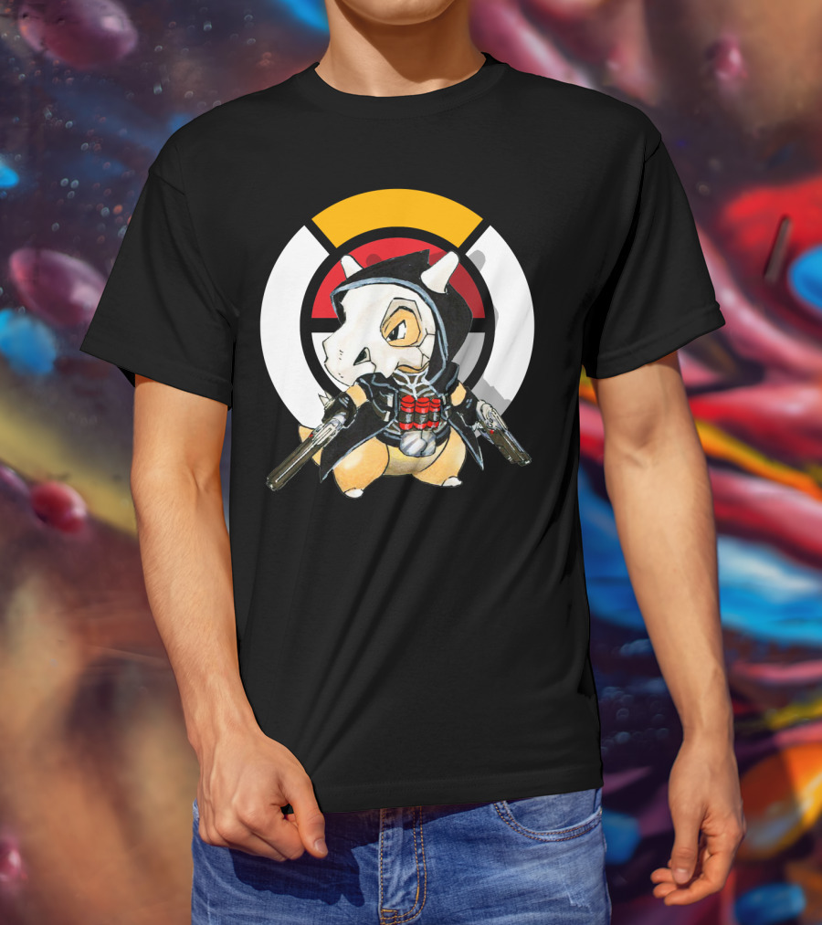 Pokemon X Over Cubone X Reaper Hood Dual Guns T-Shirt