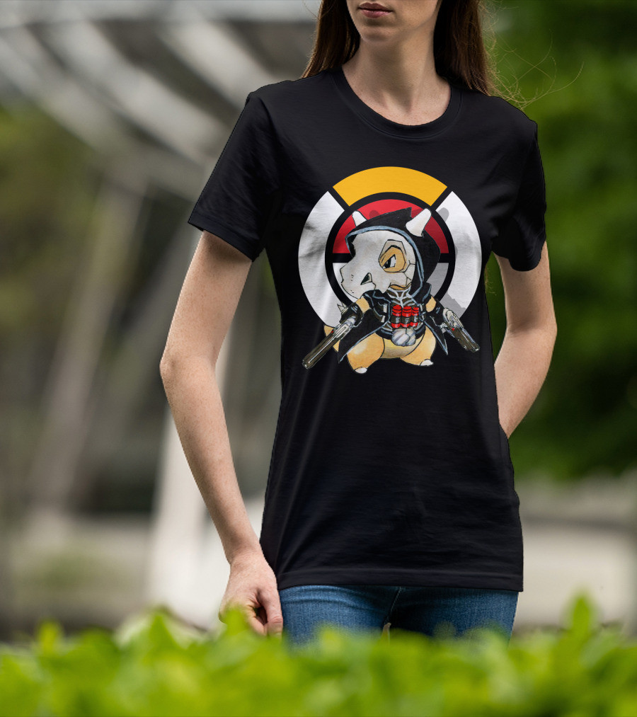 Pokemon X Over Cubone X Reaper Hood Dual Guns T-Shirt