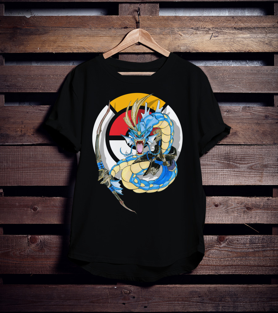 Pokemon Gyarados Hanzo Crossover Bow And Sword Mashup T-Shirt