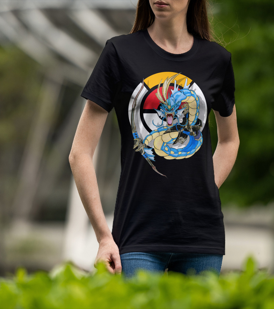 Pokemon Gyarados Hanzo Crossover Bow And Sword Mashup T-Shirt