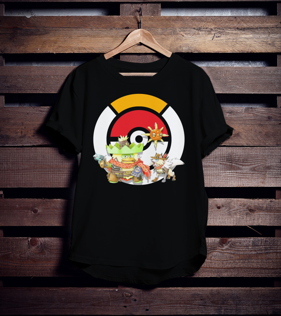 Pokemon X Overwatch Ludicolo Lycanroc Mccree Solrock Crossover T-Shirt