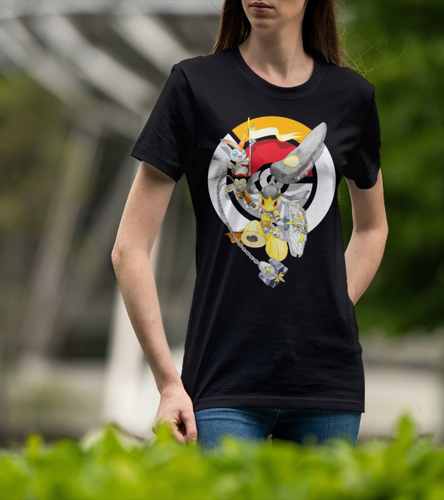 Pokemon Mawile Victini Fusion X Brigitte Crossover Battle Pose T-Shirt