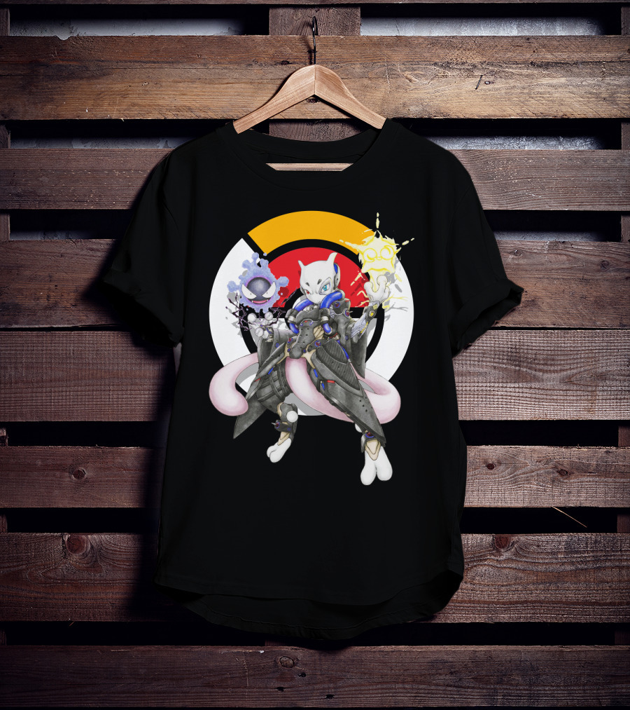 Pokemon Mewtwo X Moira Crossover With Overwatch Symbols And Gastly IN T-Shirt