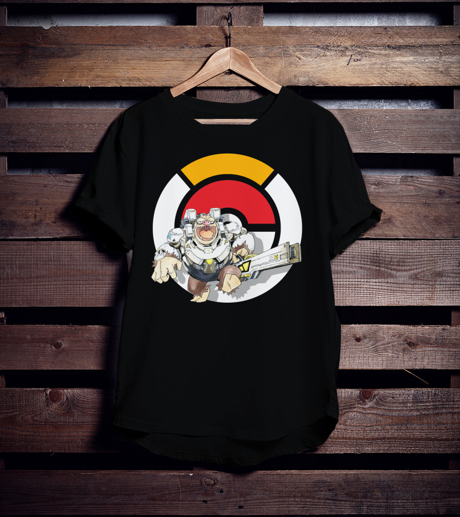 POKEMON X OVERWATCH SLAKING WINSTON Crossover T-Shirt