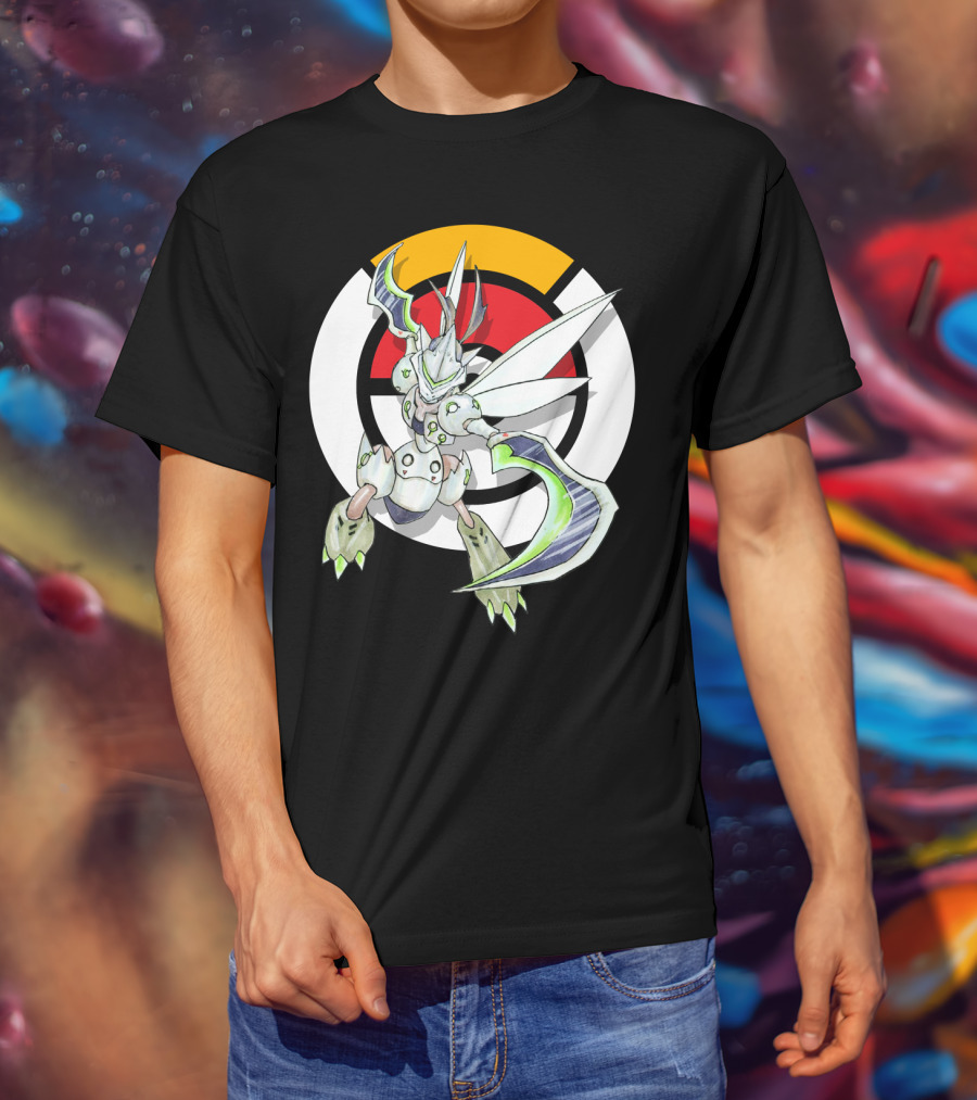 POKEMON X OVER SCYTHER X GENJI Logo Collaboration With Iconic Fusion Character T-Shirt
