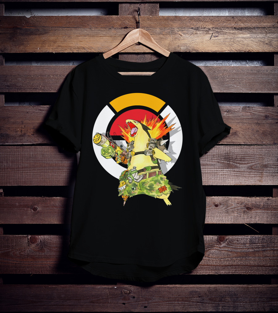 Pokemon Typhlosion Junkrat Crossover Symbol Background T-Shirt