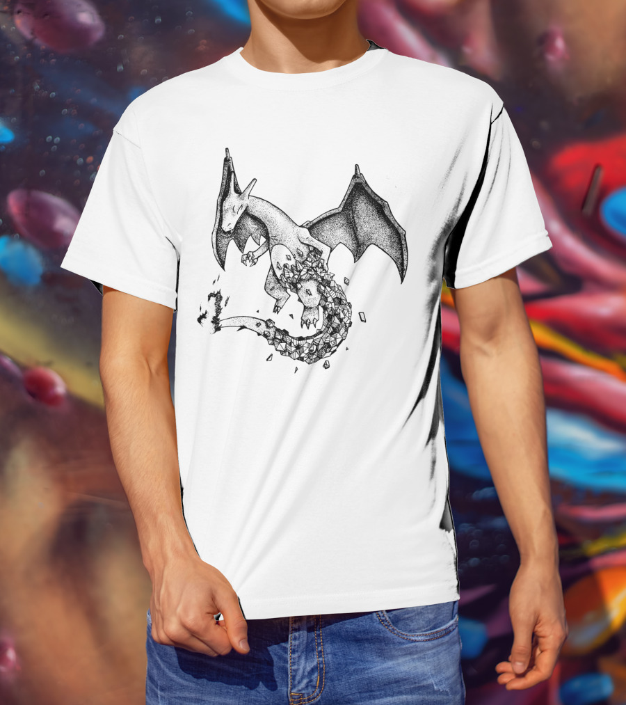 Geometric Charizard Pokemon Crystal Fragmented T-Shirt