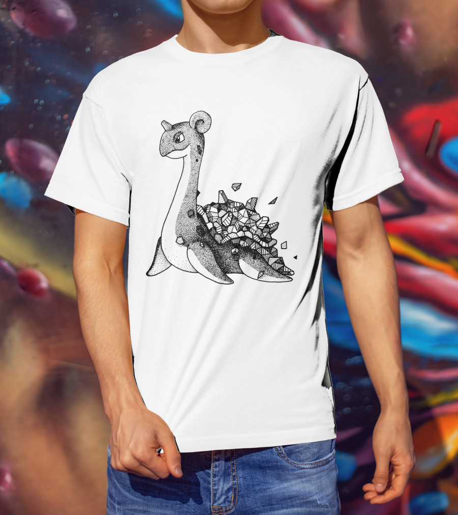 Geometric Style Lapras Pokemon Sketch T-Shirt