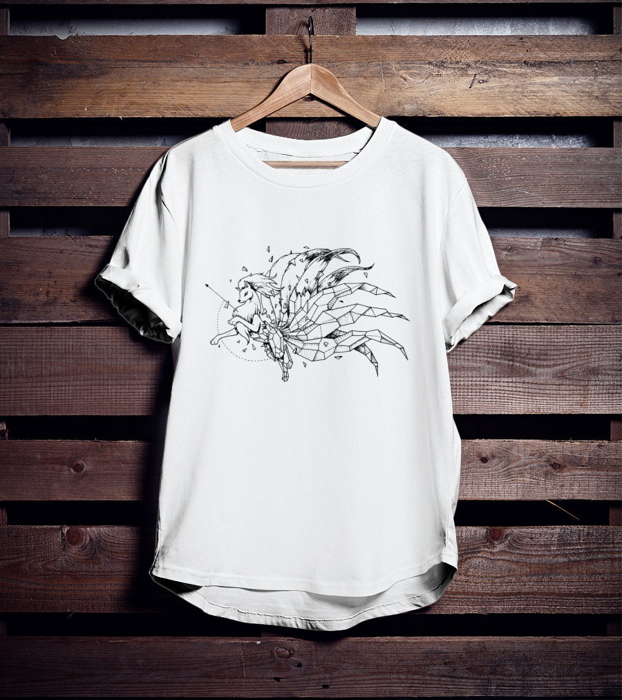 Geometric Pokemon Ninetails Line T-Shirt