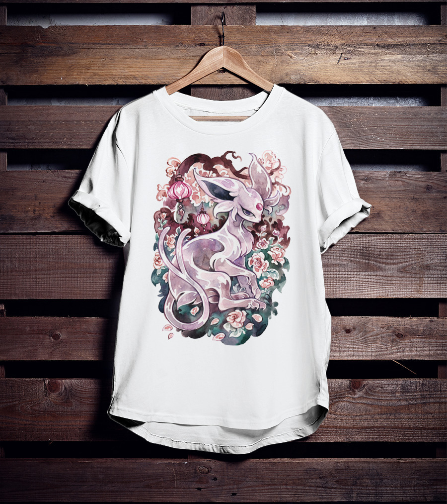 Watercolor Pokemon Espeon IN Floral Ornaments T-Shirt