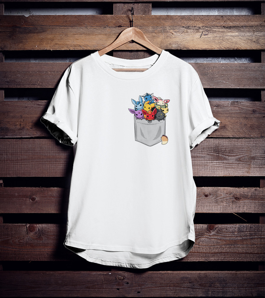 Eeveelution Pokemon Pocket Cute Character Collection T-Shirt