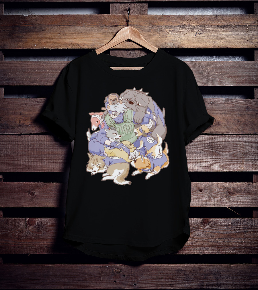 Kakashi Hatake Surrounded By Pack Of Ninken Dogs T-Shirt