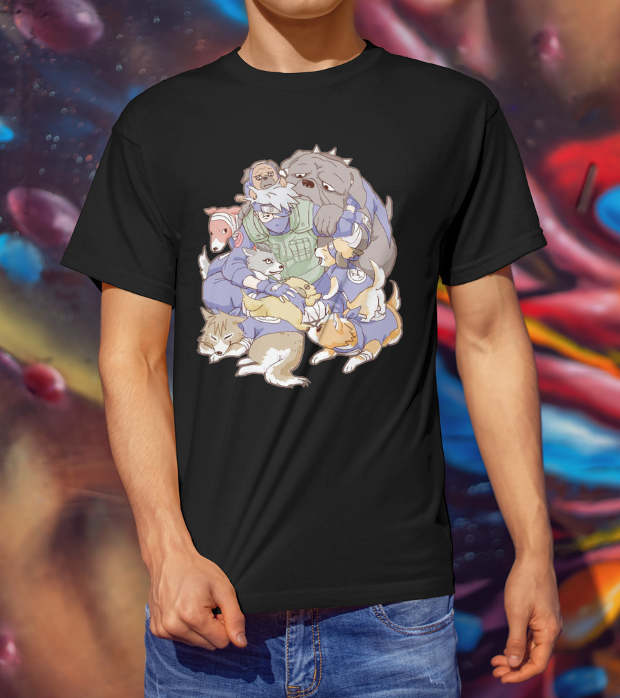 Kakashi Hatake Surrounded By Pack Of Ninken Dogs T-Shirt