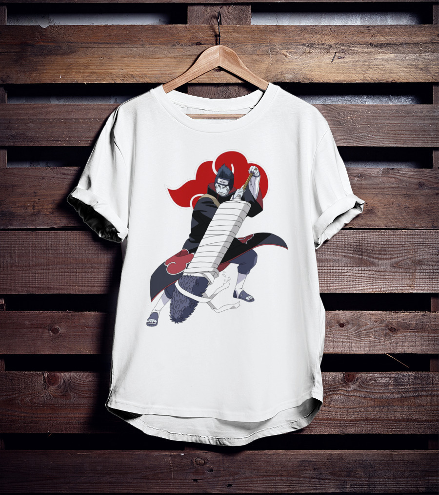 Kisame Hoshigaki Akatsuki Member Wielding Samehada With Red Cloud T-Shirt