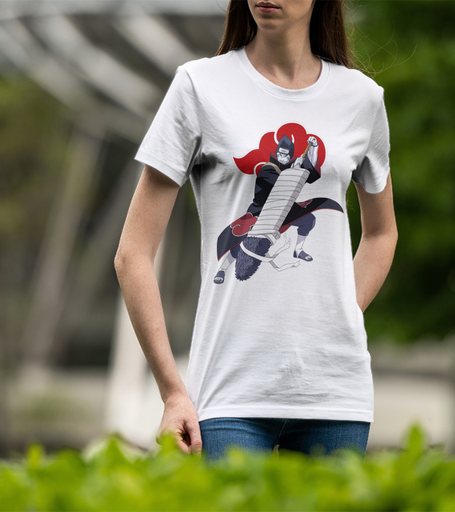 Kisame Hoshigaki Akatsuki Member Wielding Samehada With Red Cloud T-Shirt